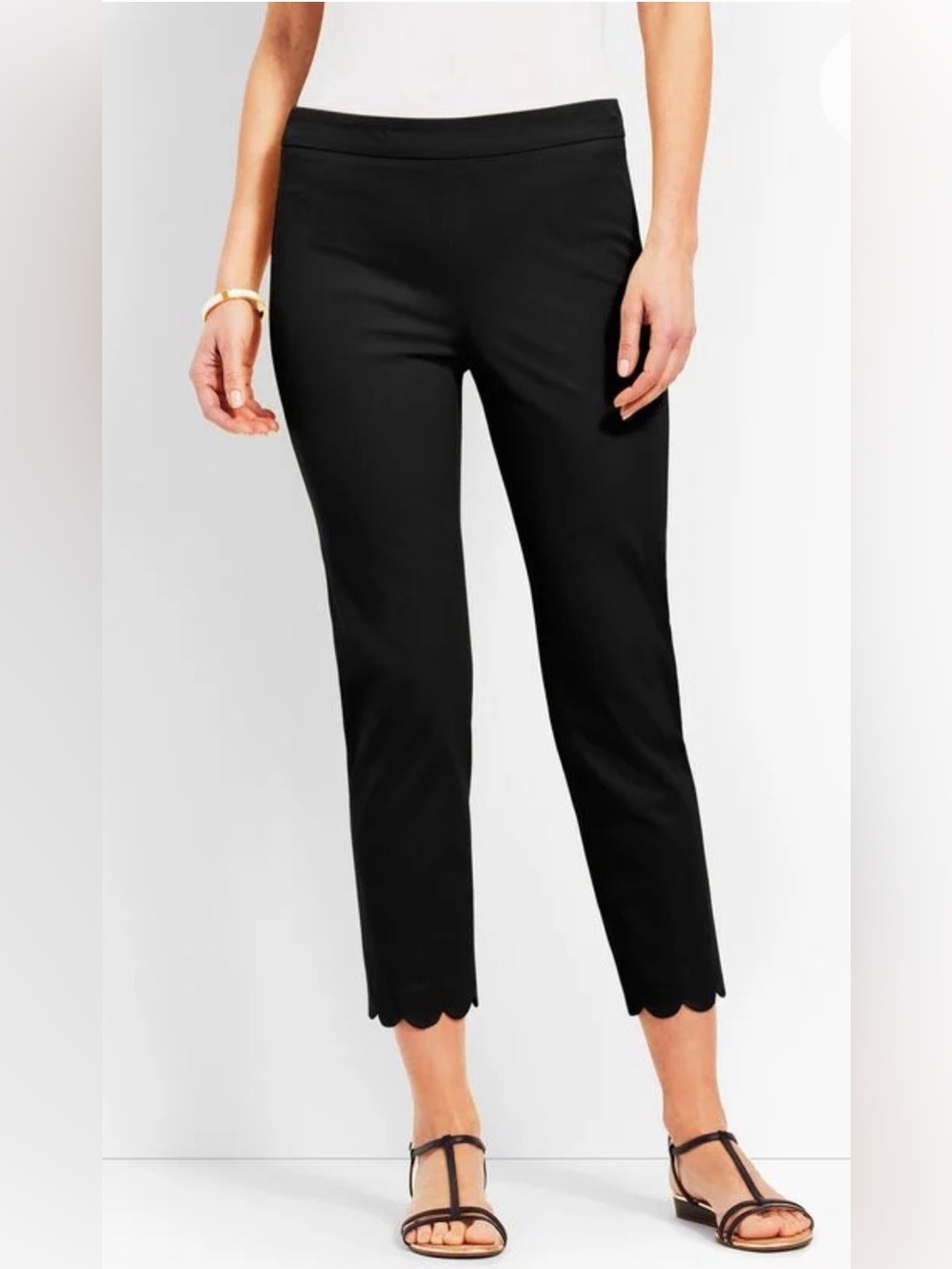 Talbots Black Chatham Crop Dress Pants with scalloped bottoms 14p